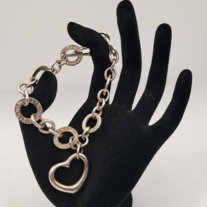 Vtg Tiffany Co. Elsa Peretti Silver 925 Heart Tag 7.5" Bracelet Toggle Closure